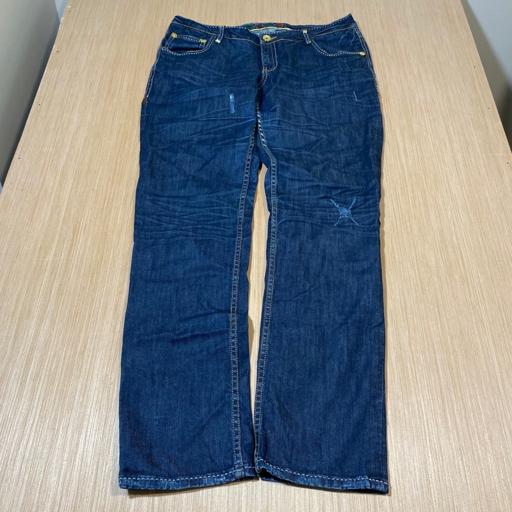 Coogi Womens Dark Wash Embroidered Straight Leg Jeans Blue Size 15/16 Y2K Logo